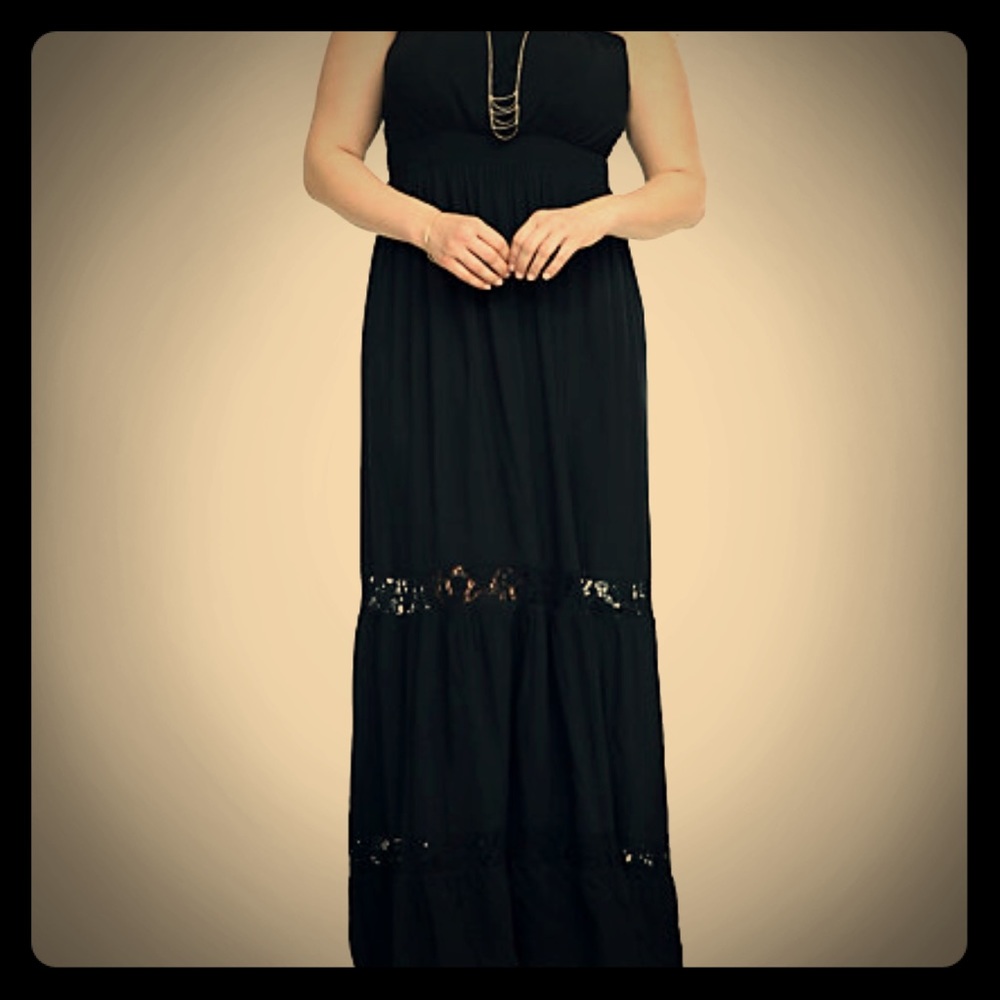 Torrid strapless black dress with crotchet detail